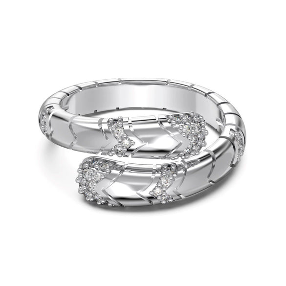 Wholesale Women's Highend Geometric Double Row Diamond S925 Sterling Silver Electroplated Ring