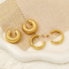 Wholesale Women's Highend Geometric Electroplated Titanium Steel Cshaped Hollow Earrings