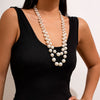 Wholesale Women's Highend Geometric Imitation Pearl Multilayer Stacked Necklace With Electroplating