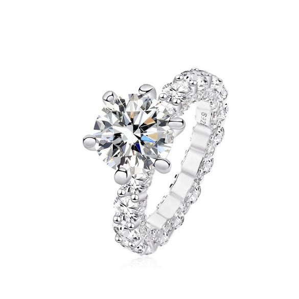Wholesale Women's Highend Geometric Moissanite Inlay Silver Ring