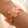 Wholesale Women's Highend Geometric Open Stainless Steel Oildripping Flower Bracelet