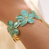 Wholesale Women's Highend Geometric Open Stainless Steel Oildripping Flower Bracelet