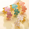 Wholesale Women's Highend Geometric Open Stainless Steel Oildripping Flower Bracelet