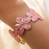Wholesale Women's Highend Geometric Open Stainless Steel Oildripping Flower Bracelet