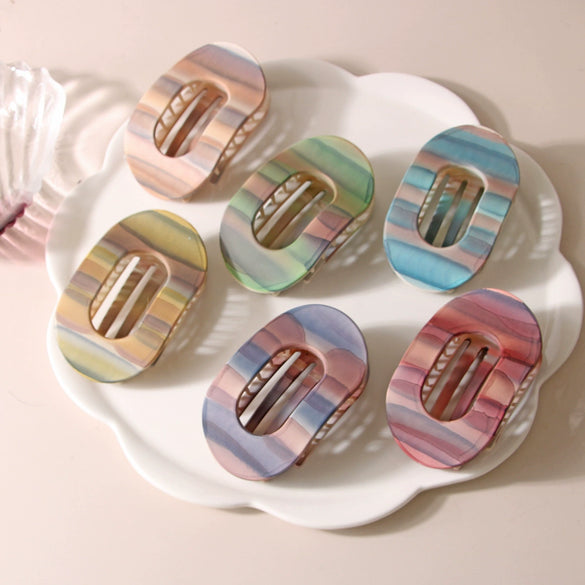 Wholesale Women's Highend Geometric Pc Spray Painted Flat Oval Duckbill Hairpin Hair Accessories