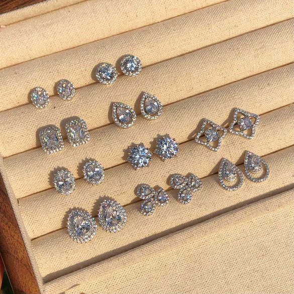 Wholesale Women's Highend Geometric S925 Sterling Silver Earrings With U Shape Drop Shape Star Shape And Electroplating