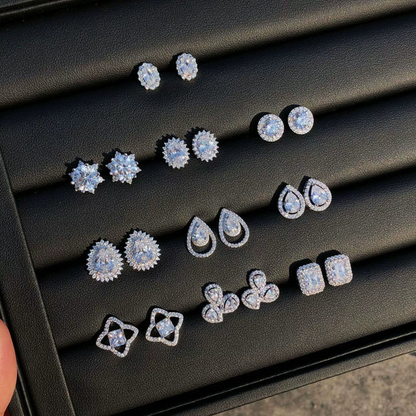 Wholesale Women's Highend Geometric S925 Sterling Silver Earrings With U Shape Drop Shape Star Shape And Electroplating