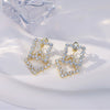 Wholesale Women's Highend Geometric Silver 925 Silver Electroplated Square Zircon Stud Earrings