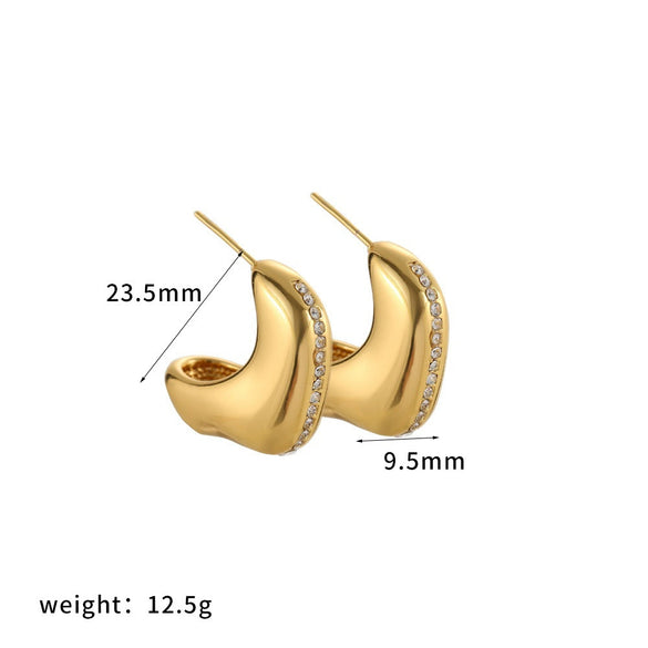 Wholesale Women's Highend Geometric Stainless Steel Earrings With Pvd Furnace Vacuum Real Gold Plating