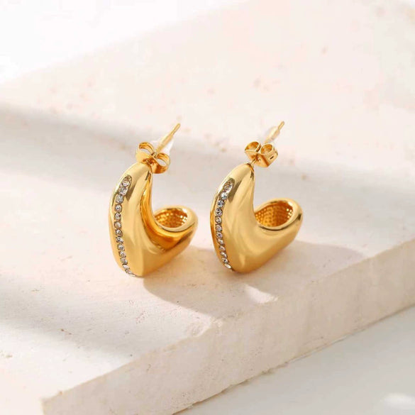 Wholesale Women's Highend Geometric Stainless Steel Earrings With Pvd Furnace Vacuum Real Gold Plating