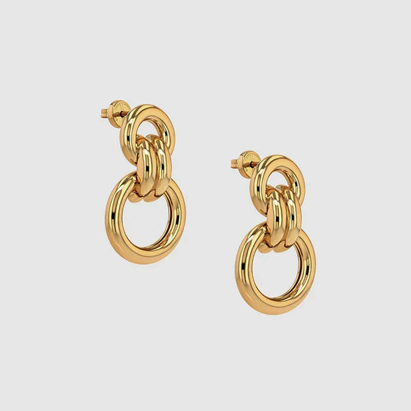 Wholesale Women's Highend Geometric Stainless Steel Electroplated Hollow Circle Earrings