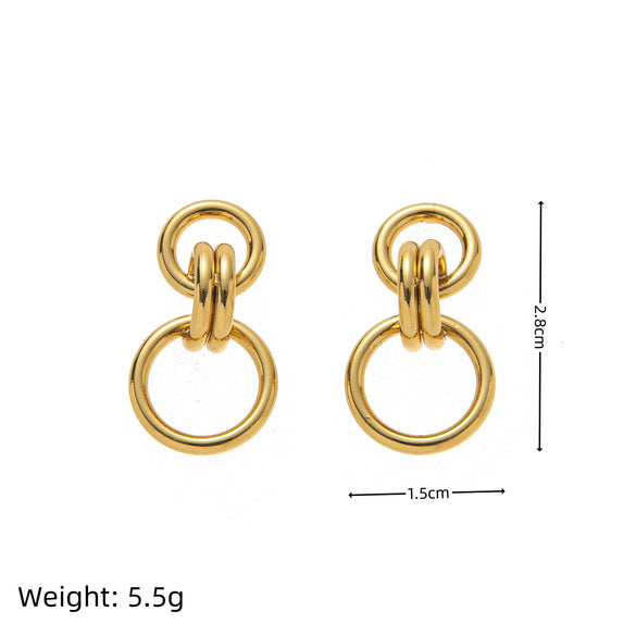 Wholesale Women's Highend Geometric Stainless Steel Electroplated Hollow Circle Earrings