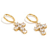 Wholesale Women's Highend Geometric Stainless Steel 18K Goldplated Cross Earrings