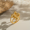 Wholesale Women's Highend Handmade Geometric Cross Bead Ring In Stainless Steel With Electroplating