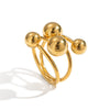Wholesale Women's Highend Handmade Geometric Cross Bead Ring In Stainless Steel With Electroplating