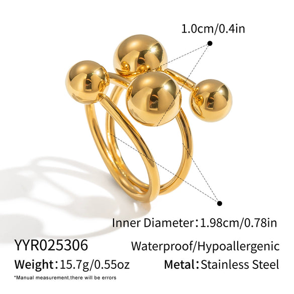 Wholesale Women's Highend Handmade Geometric Cross Bead Ring In Stainless Steel With Electroplating