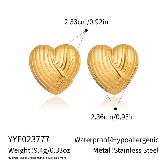 Wholesale Women's Highend Heart Shape Earrings With Pvd Furnace Vacuum Real Gold Plating Stainless Steel Ear Needles