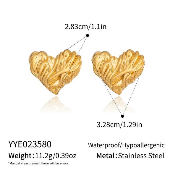 Wholesale Women's Highend Heart Shape Earrings With Pvd Furnace Vacuum Real Gold Plating Stainless Steel Ear Needles