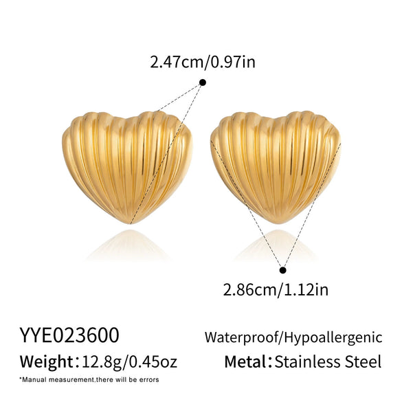 Wholesale Women's Highend Heart Shape Earrings With Pvd Furnace Vacuum Real Gold Plating Stainless Steel Ear Needles