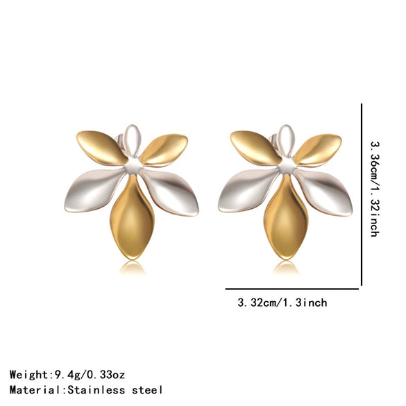 Wholesale Women's Highend Heart Shape Flower Goldplated Stainless Steel Earrings