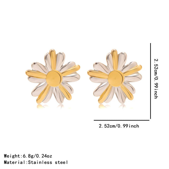 Wholesale Women's Highend Heart Shape Flower Goldplated Stainless Steel Earrings