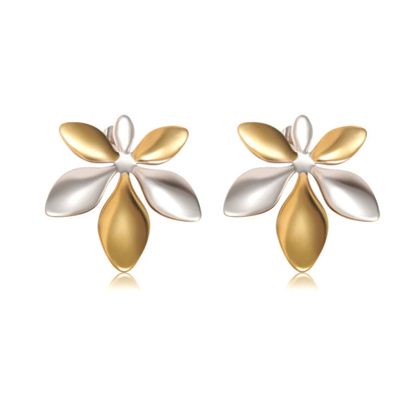 Wholesale Women's Highend Heart Shape Flower Goldplated Stainless Steel Earrings