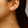 Wholesale Women's Highend Minimalist Geometric Star And Moon Alloy Electroplated Earring Set