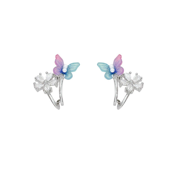 Wholesale Women's Highend Niche Design Copper Flower Butterfly Earrings With Electroplating