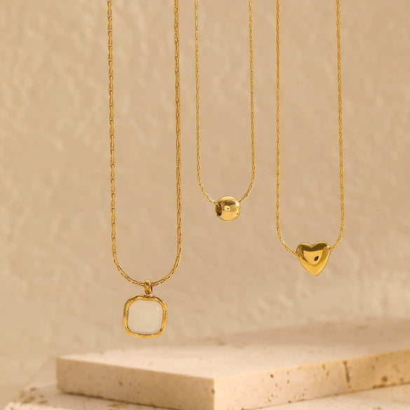 Wholesale Women's Highend Stainless Steel And Titanium Steel Necklace With Geometric Pendant And Bamboo Chain Electroplated