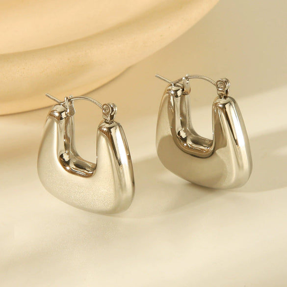 Wholesale Women's Highend Stainless Steel Hollow Geometric Electroplated Earrings