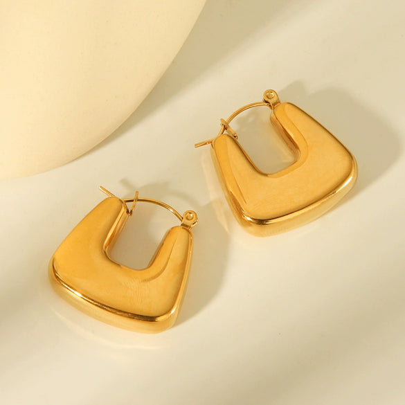 Wholesale Women's Highend Stainless Steel Hollow Geometric Electroplated Earrings