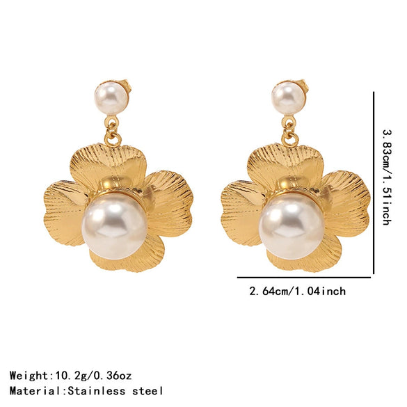 Wholesale Women's Highend Stainless Steel Stamped Flower Earrings Jewelry