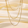 Wholesale Women's Highend Stylish Light Luxury Geometric Titanium Steel 18K Gold Plated Multilayer Ochain Necklace