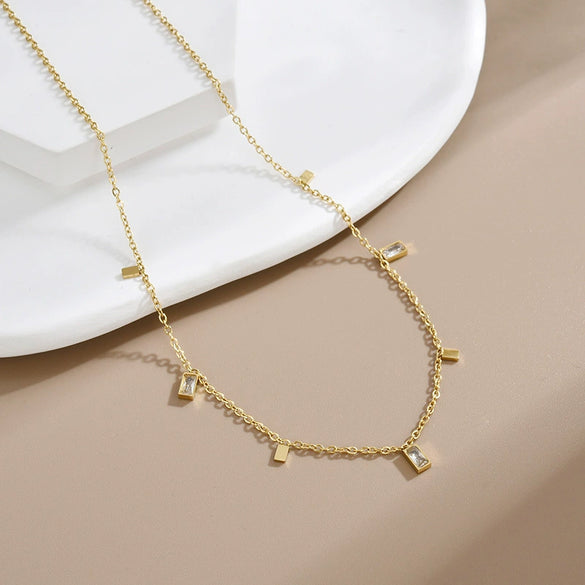 Wholesale Women's Highend Stylish Light Luxury Geometric Titanium Steel 18K Gold Plated Multilayer Ochain Necklace
