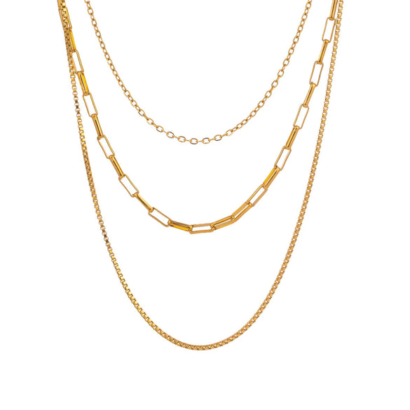 Wholesale Women's Highend Stylish Light Luxury Geometric Titanium Steel 18K Gold Plated Multilayer Ochain Necklace