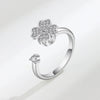 Wholesale Women's Highgrade Lucky Flower Rotatable Ring Copper With Diamond And Zircon Inlay
