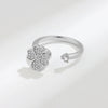 Wholesale Women's Highgrade Lucky Flower Rotatable Ring Copper With Diamond And Zircon Inlay
