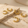 Wholesale Women's Highpolish Geometric Cshaped Hoop Stainless Steel Earrings With Gold Electroplating