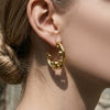 Wholesale Women's Highpolish Geometric Cshaped Hoop Stainless Steel Earrings With Gold Electroplating