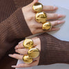 Wholesale Women's Highpolished Geometric Round Ring Set 18K Gold Plated Stainless Steel Accessories