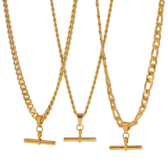 Wholesale Women's Hip Hop Fashion Geometric Pendant Necklace With Cuban Chain Stainless Steel Jewelry Pvd Furnace Vacuum Real Gold Plated
