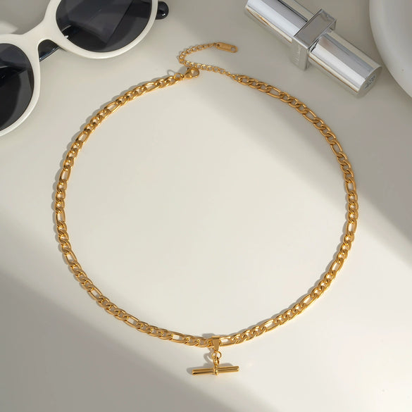 Wholesale Women's Hip Hop Fashion Geometric Pendant Necklace With Cuban Chain Stainless Steel Jewelry Pvd Furnace Vacuum Real Gold Plated