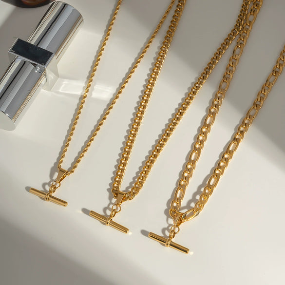 Wholesale Women's Hip Hop Fashion Geometric Pendant Necklace With Cuban Chain Stainless Steel Jewelry Pvd Furnace Vacuum Real Gold Plated