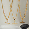 Wholesale Women's Hip Hop Fashion Geometric Pendant Necklace With Cuban Chain Stainless Steel Jewelry Pvd Furnace Vacuum Real Gold Plated
