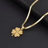 Wholesale Women's Hip Hop Stainless Steel Flat Snake Bone Chain With Hollow Love Clover Pattern Necklace