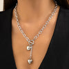 Wholesale Women's Hip Hop Style Iron Chain Alloy Heart Shape Pendant Necklace With Electroplating Treatment