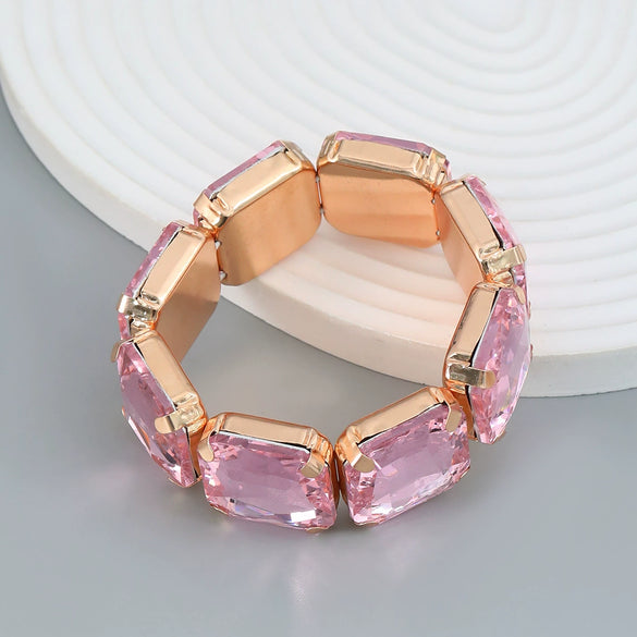 Wholesale Women's Hiphop Alloy Bracelet With Geometric Design And Diamond Accents