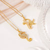 Wholesale Women's Hiphop Animal Zodiac Inlaid Colorful Zircon Copper O Chain Pendant Necklace Electroplated Mixed Gemstone Setting