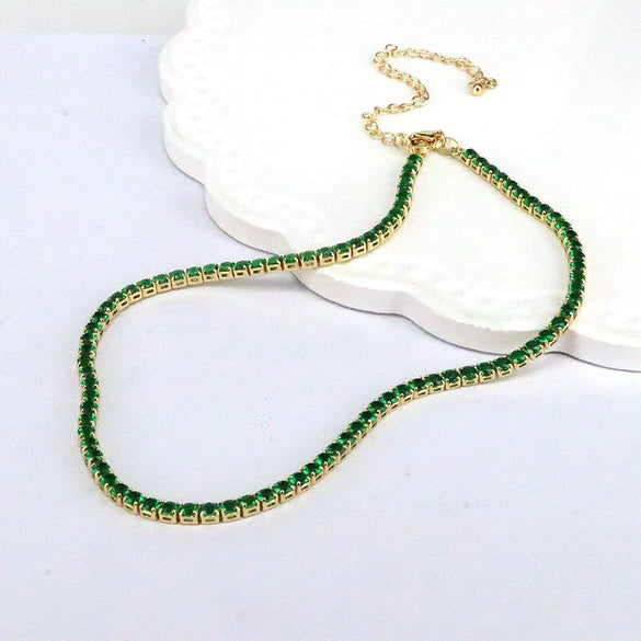 Wholesale Women's Hiphop Geometric Zircon And Copper Necklace With Electroplating And Inlay Technique