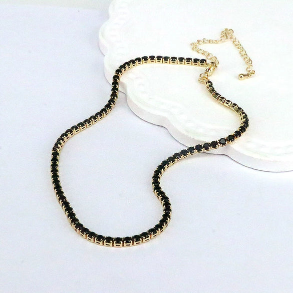 Wholesale Women's Hiphop Geometric Zircon And Copper Necklace With Electroplating And Inlay Technique